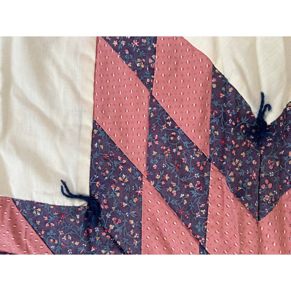 Handmade Star Quilt Pink Blue 44x44 Vintage Granny Core Nursery XC Fast Shipping - Picture 4 of 6